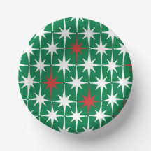 Vintager 50er Retro Christmas Star Pattern Green