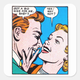 Vintager 50er Romantische Comicen Panel Got einen Quadratischer Aufkleber