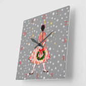 Vintager 50er Weihnachts-Girl-Uhr Quadratische Wanduhr (Winkel)