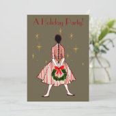 Vintager 50er Weihnachtsmädchen Einladung (Stehend Vorderseite)