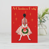 Vintager 50er Weihnachtsmädchen Einladung (Stehend Vorderseite)