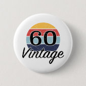 Vintager 60. Geburtstag Sonnenuntergang Button (Vorderseite)