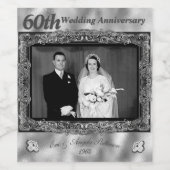 Vintager 60. Hochzeitstag | Silberfolie Weinetikett (Einzelnes Label)