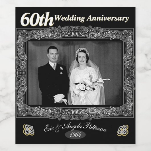 Vintager 60. Hochzeitstag Weinetikett (Einzelnes Label)