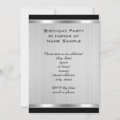 Vintager 60. Silbermetall Schwarz Geburtstag 2 Einladung (Rückseite)