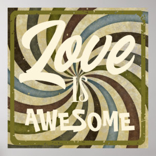 Vintager 60er 70er Liebe wirbeln Liebe Retro Poster