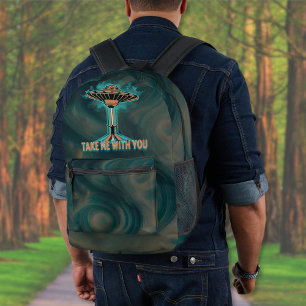 Vintager 60er Jahre Stil fliegender Saucer Bedruckter Rucksack