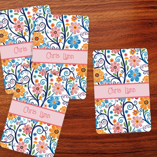 Vintager 60er Vibe Mod Abstraktes Blumenthema Spielkarten