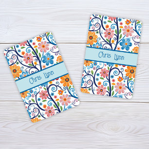 Vintager 60er Vibe Mod Abstraktes Blumenthema Spielkarten