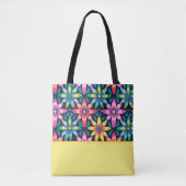 Vintager 60er Vibe Mod Daisies, Farbblock Tasche (Vorderseite)
