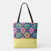 Vintager 60er Vibe Mod Daisies, Farbblock Tasche (Rückseite)