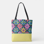 Vintager 60er Vibe Mod Daisies, Farbblock Tasche (Rückseite)