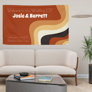 Vintager 70er Abstrakt Burnt Orange Wedding Willko Banner