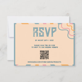 Vintager 70er florale RSVP-Karte mit QR-Code RSVP Karte