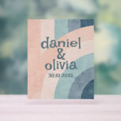 Vintager 70er Rainbow Wedding Acrylschild (Neutral)