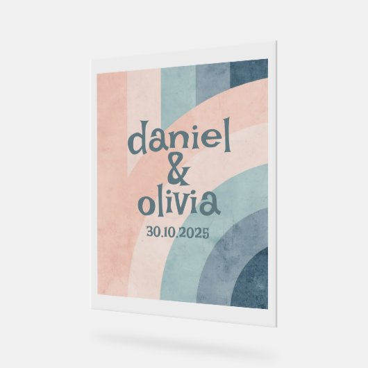 Vintager 70er Rainbow Wedding Acrylschild (Winkel)