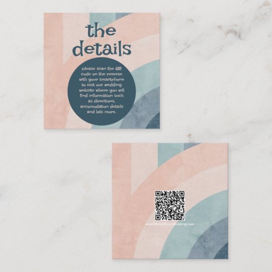 Vintager 70er Rainbow Wedding Begleitkarte (Vorne/Hinten)