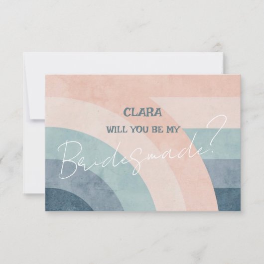 Vintager 70er Rainbow Wedding Bridesmade Einladung (Vorderseite)