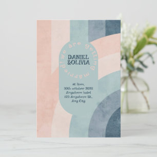 Vintager 70er Rainbow Wedding Einladung