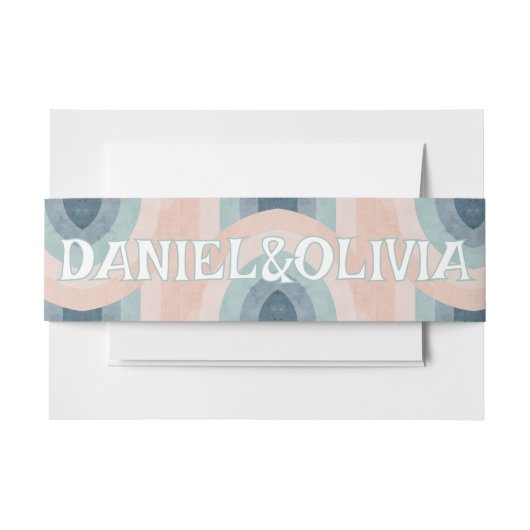 Vintager 70er Rainbow Wedding Einladungsbanderole (Vorderseite Beispiel)