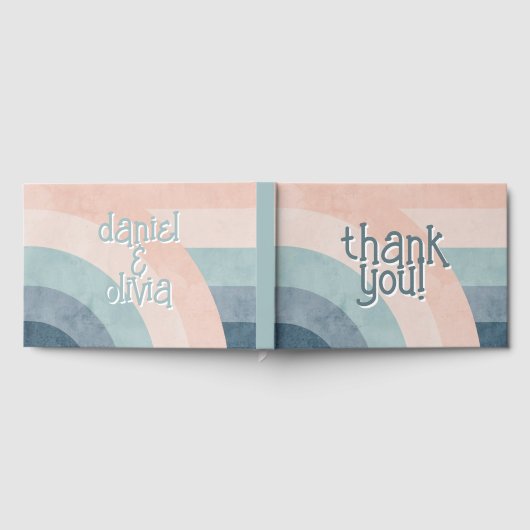 Vintager 70er Rainbow Wedding Gästebuch (Voll)