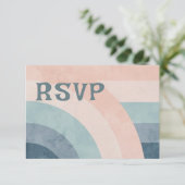 Vintager 70er Rainbow Wedding RSVP Karte (Stehend Vorderseite)