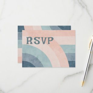 Vintager 70er Rainbow Wedding RSVP Karte