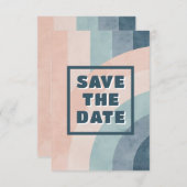 Vintager 70er Rainbow Wedding Save The Date (Vorne/Hinten)