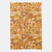 Vintager 70er Retro Blumenmuster braune Gelbe Geschirrtuch (Vertikal)