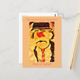 Vintager 70er Sad Clown Zeichnend (D1) Bearbeitbar Postkarte