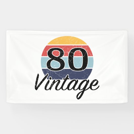 Vintager 80. Geburtstag Sonnenuntergang Banner (Horizontal)