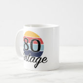 Vintager 80. Geburtstag Sonnenuntergang Kaffeetasse (Vorderseite Links)