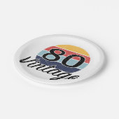 Vintager 80. Geburtstag Sonnenuntergang Pappteller (Schrägansicht)