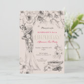 Vintager 80. Geburtstagsparty Nachmittagstee Einladung (Stehend Vorderseite)