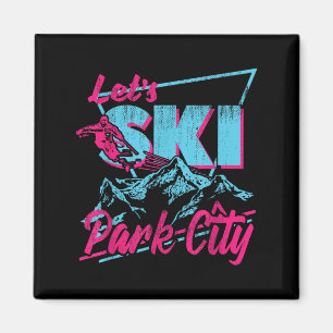 Vintager 80er 90er Skiausrüstung Retro Park City S Magnet
