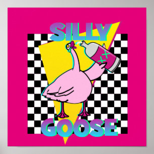 Vintager 80er albernes Gans-heißes Rosa-Plakat Poster