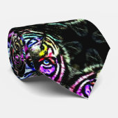 Vintager 80er Jahre elektrischer Tiger Satin Foula Krawatte (Gerollt)