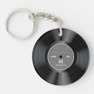 Vintager 80er-Record Classic Monogramm   Name Retr Schlüsselanhänger