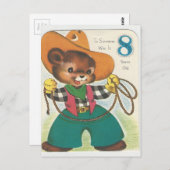 Vintager 8 Jahre alter Happy Birthday Bär Postkarte (Vorne/Hinten)