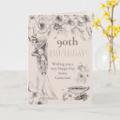 Vintager 90. Geburtstag der eleganten georgischen Karte (Gelbe Blume)