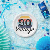 Vintager 90. Geburtstag Sonnenuntergang Pappteller (Party)