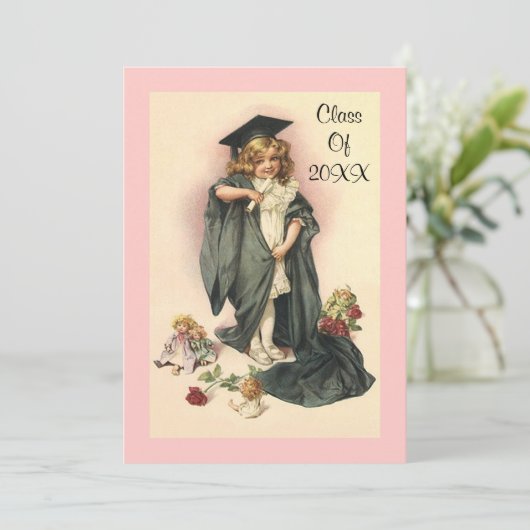 Vintager Abschluss 2012 Party Rose Einladung (Stehend Vorderseite)