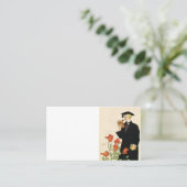 Vintager Abschluss, Absolvent des Lesens eines Buc Telefonnummerkarte (Stehend Vorderseite)