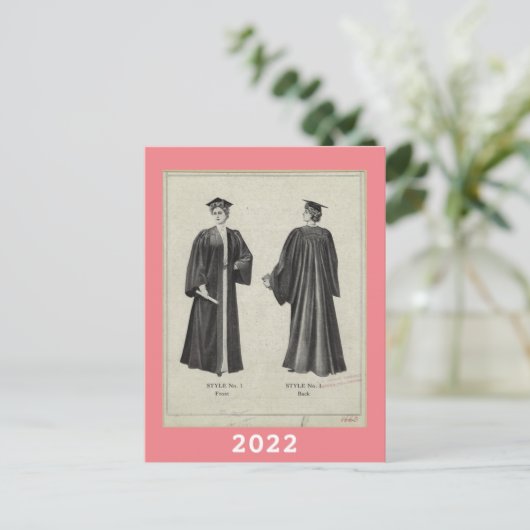 Vintager Abschluss Frauen Oberteil + Garn 2022 Ros Postkarte (Stehend Vorderseite)