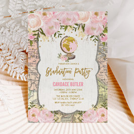 Vintager Abschluss für Reisen mit Flora und Fauna Einladung