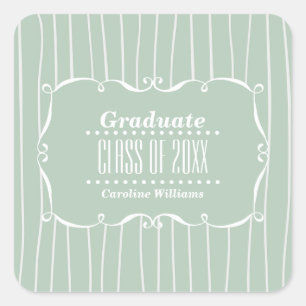 Vintager Abschluss für Streifenmuster Quadratischer Aufkleber