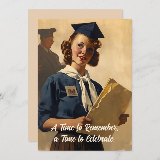 Vintager Abschluss, Glückwunsch Ankündigung (Vorne/Hinten)