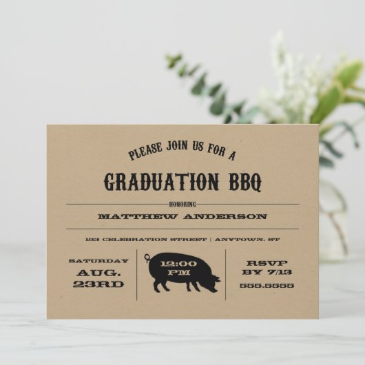 Vintager Abschluss GRILLEN Einladung (Stehend Vorderseite)