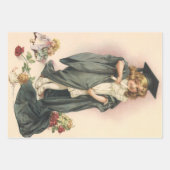 Vintager Abschluss, Mädchen mit einer Kappe und ei Geschenkpapier Set (Vorderseite 2)