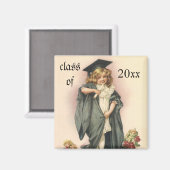 Vintager Abschluss, Mädchen mit einer Kappe und ei Magnet (Vorderseite/Rückseite)